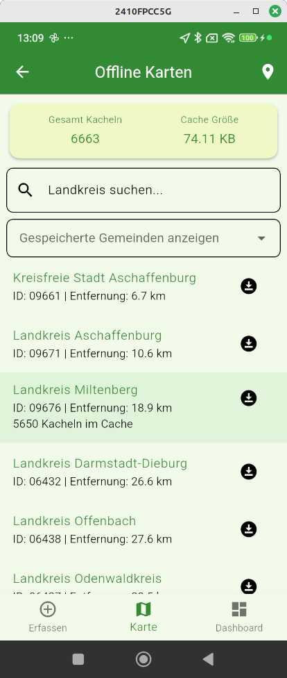 Screenshot: Offline Karten